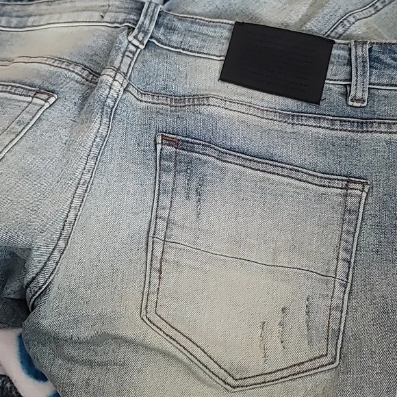 SERENEDE Patchwork Streetwear Earth Tone Serenity Prayer Distressed Skinny Jeans - Picture 8 of 16